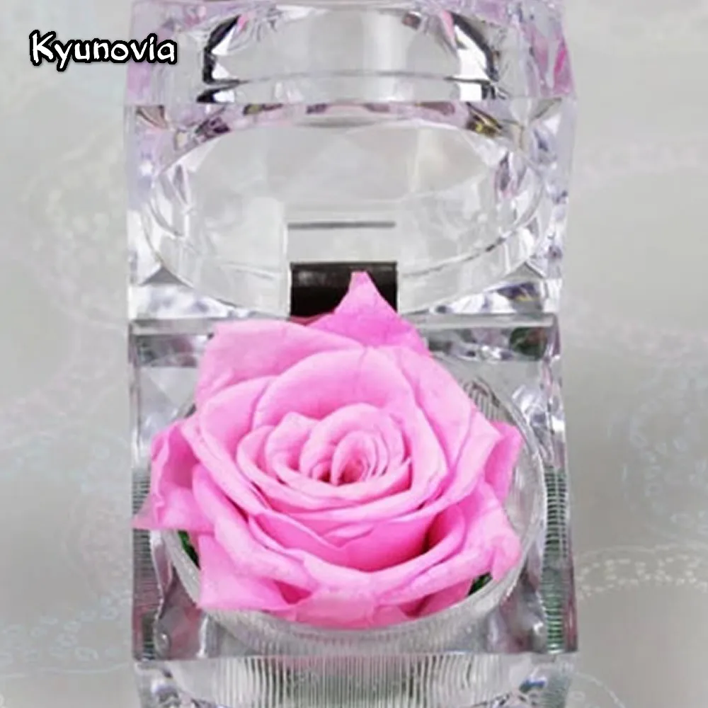 Kyunovia Мини акриловая коробка для колец 4 7*4 7 см сохраненный цветок розы