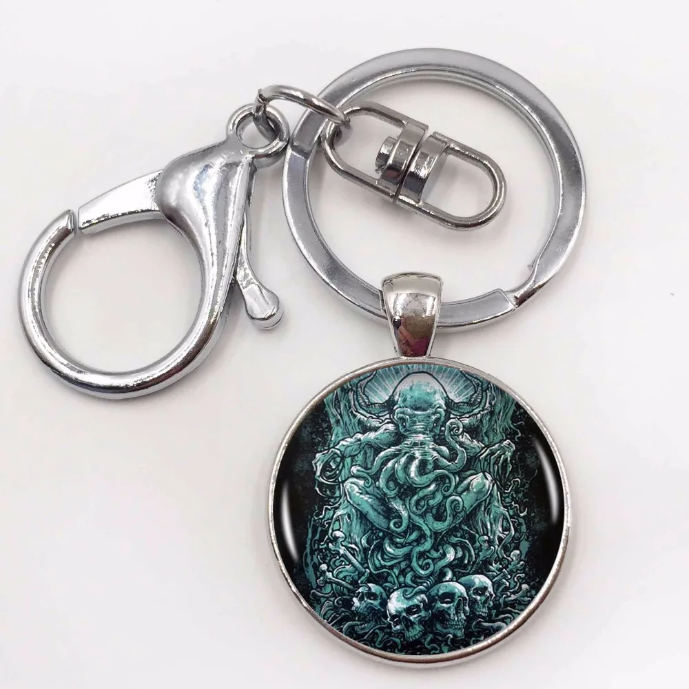 1 шт./лот винтажное длинное серебряное ожерелье с кулоном и кабошоном Kraken Cthulhu