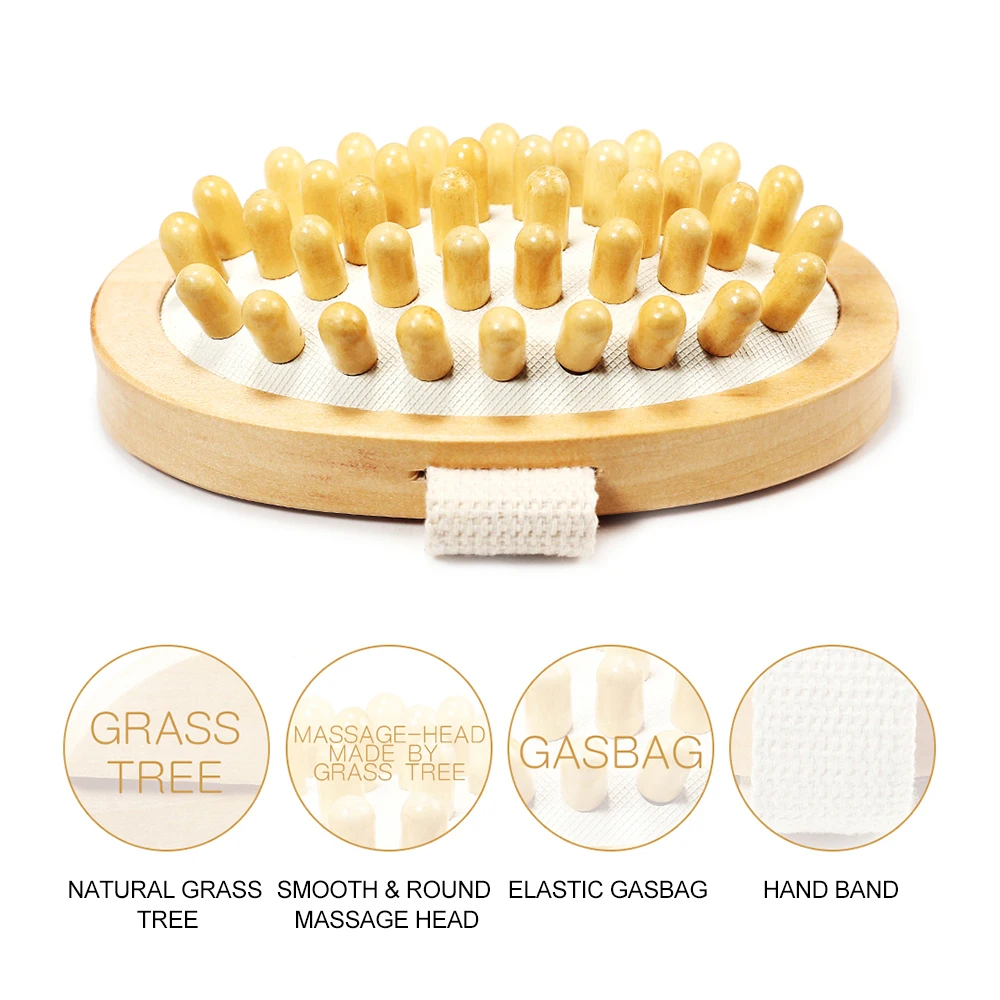 Щетка для массажа тела с эффектом скруббера из натурального дерева