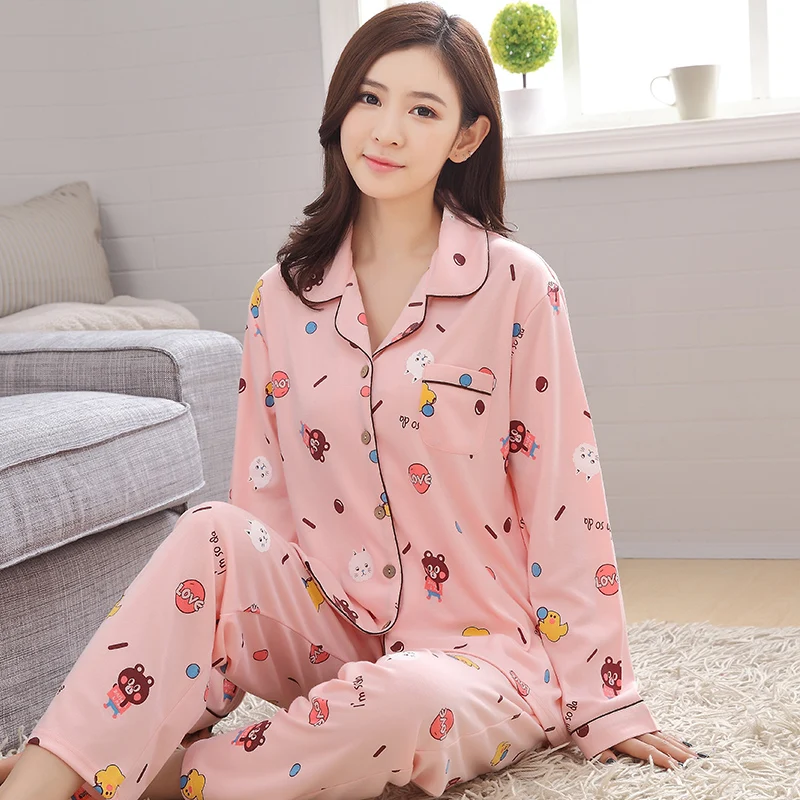 Пижама акция новинка 2017 женские пижамные комплекты хлопковое ночное белье с