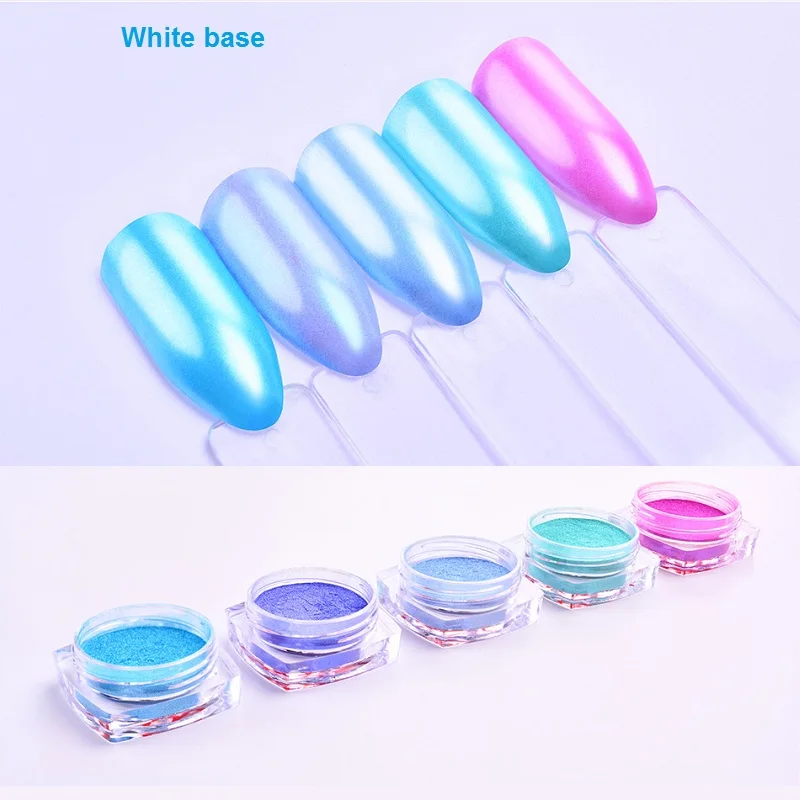 2g/box Nail Glitter Mirror Powder Art Decorations Chrome Pigment Dust Shell DIY Manicure Blue Pink Decor Nails Tips | Красота и
