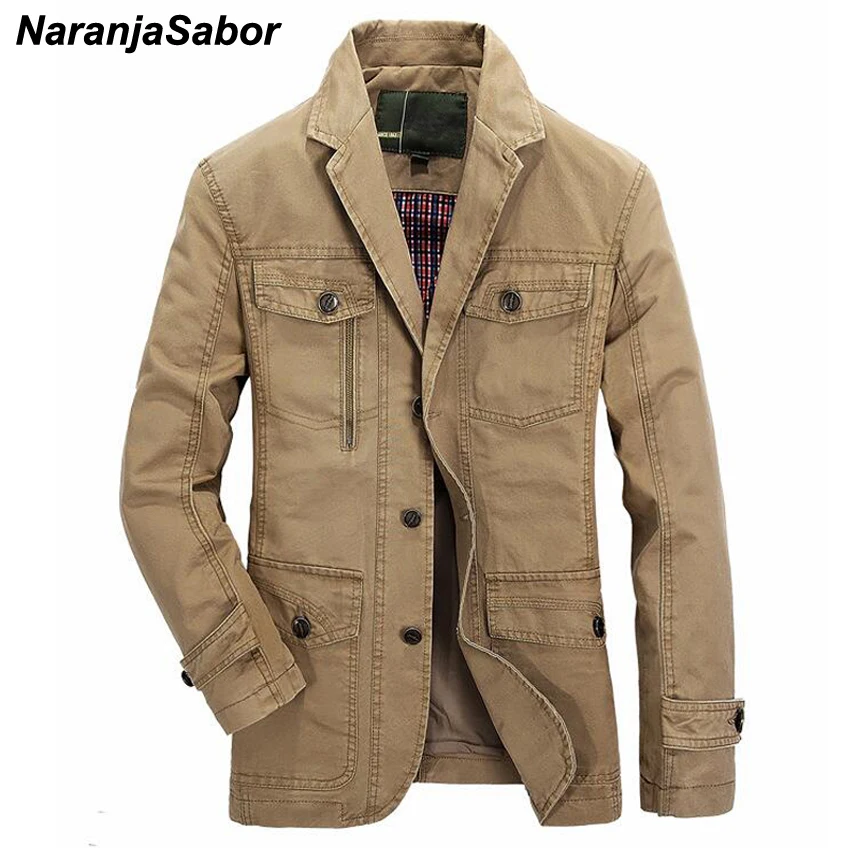 NaranjaSabor Men's Military Jackets Casual Spring Autumn Solid Male Coats Fashion Windbreakers Slim Fit Outerwear Clothing N471 | Мужская