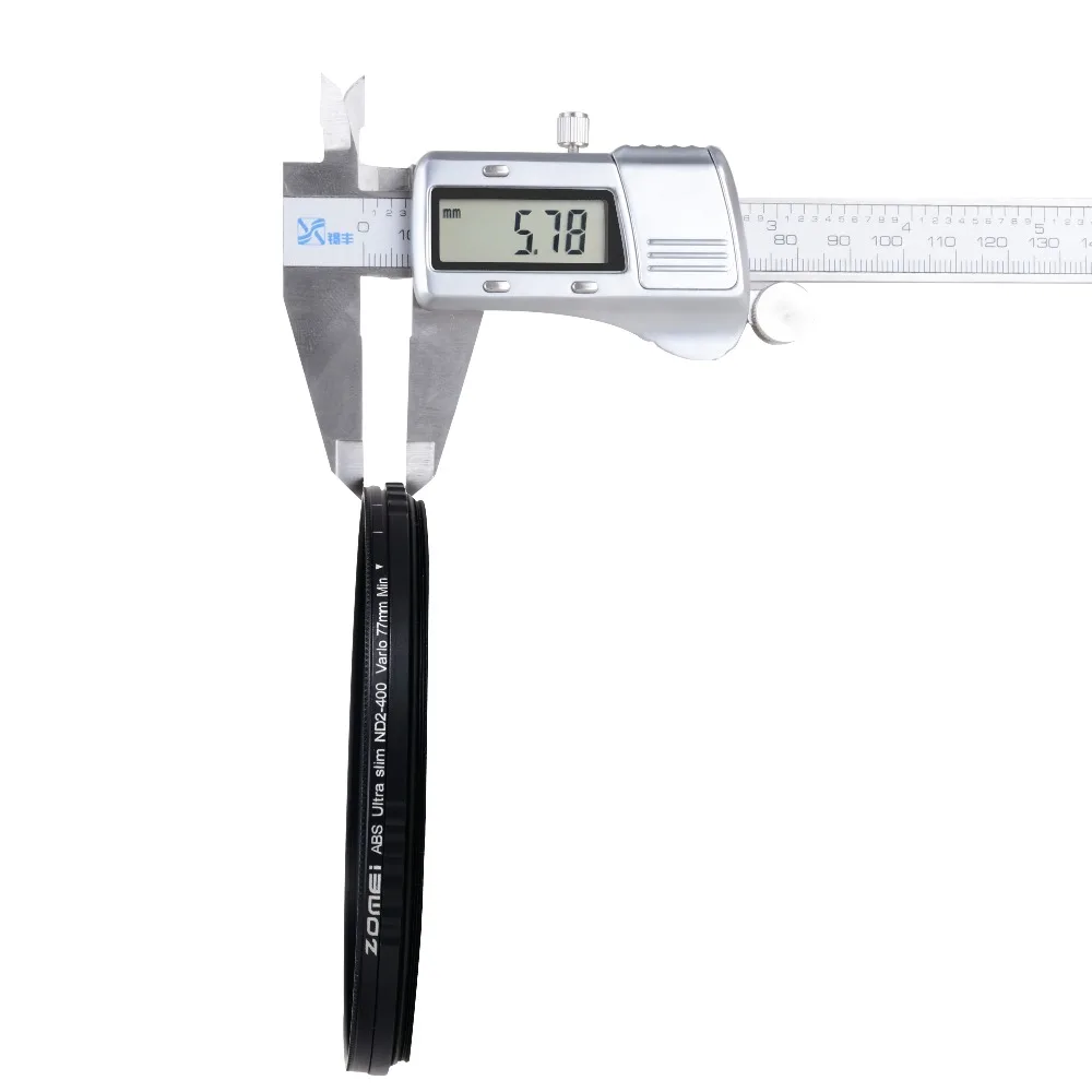 Фильтр нейтральной плотности Zomei ABS Slim с регулировкой ND2-400 для объектива камеры DSLR без X-образного узора посередине изображения.