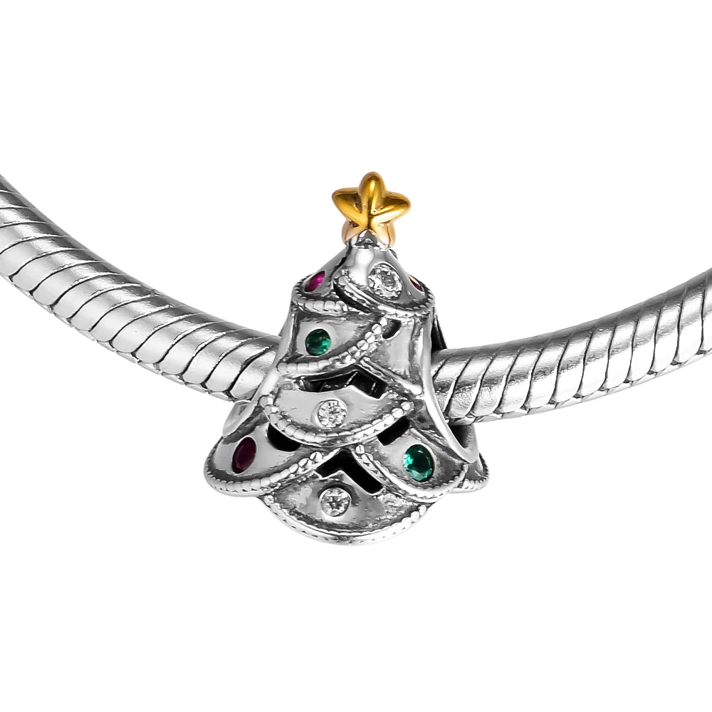 CKK Fit Pandora Bracelet 925 Sterling Silver Multi-Colored CZ Festive Tree Beads Charm for Jewelry Making Bijoux Femme | Украшения и