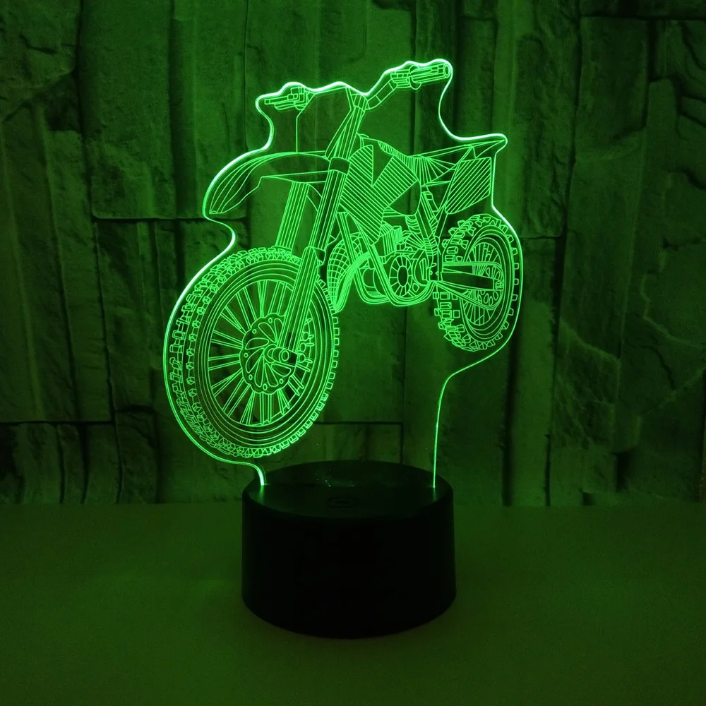 Мотоцикл 3d Ночной светильник сенсорный красочный визуальный светодиодный мини