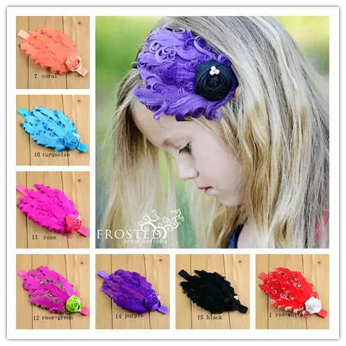6 шт./лот новый стиль повязка на голову с перьями и розами аксессуары для волос