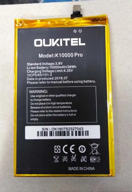 Оригинальный аккумулятор Oukitel K10000 Pro 10000 мАч для телефона FHD 5 дюйма|Батареи MP3/MP4