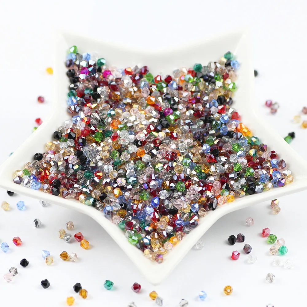 

Wholesale 44 colors 100pcs 4mm Bicone Austria Crystal Beads charm Glass Loose Spacer Beads for DIY Jewelry Making accessories