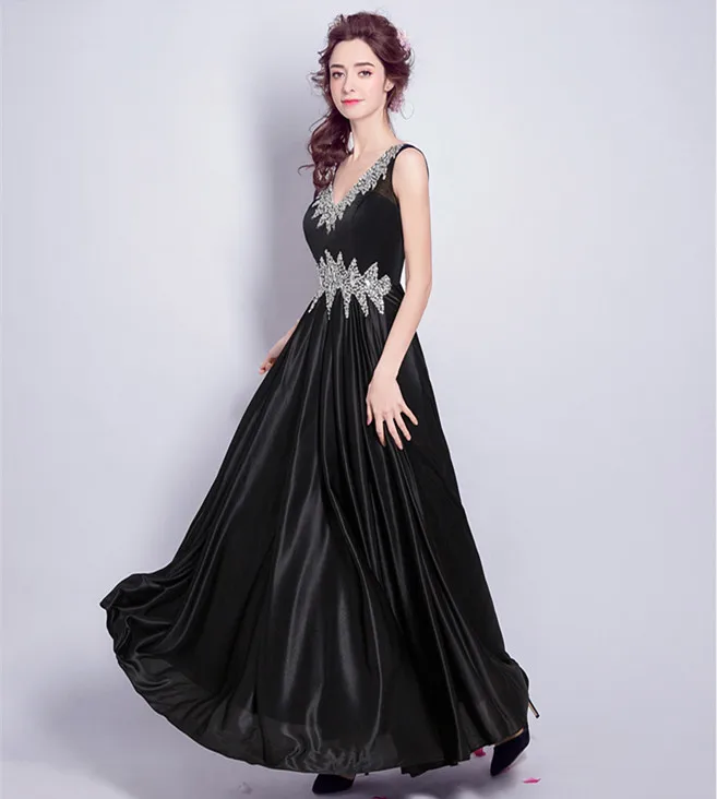 JaneVini Vestidos черные платья с блестками и кристаллами для матери невесты атласные