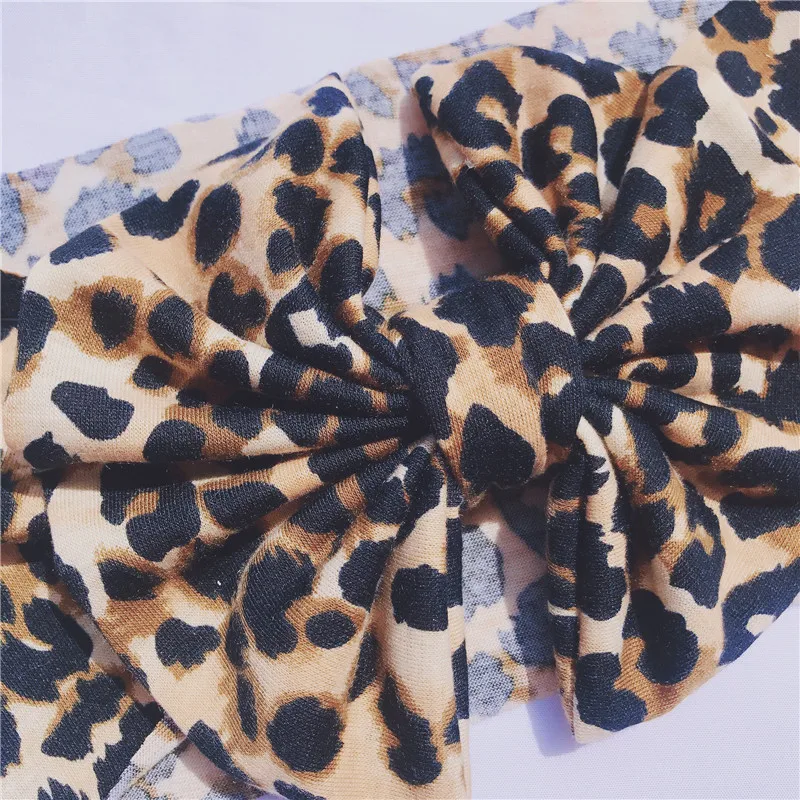 Leopard Big Bow Headwrap Girl Hairband Hair Accessories Wide Turban Headband Fabric Elastic Kids Top Knot Band | Детская одежда и