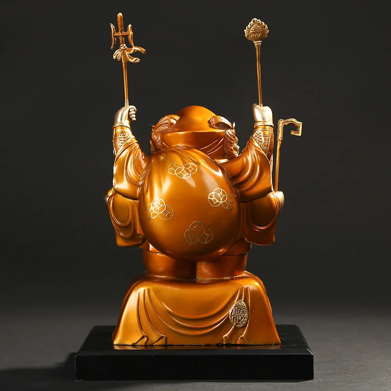 31CM LARGE --GOOD BUDDHA-- Asia Great Japan Tokyo HOME Talisman Money Drawing God of wealth 3 face Mahakala GOD brass statue | Дом и сад