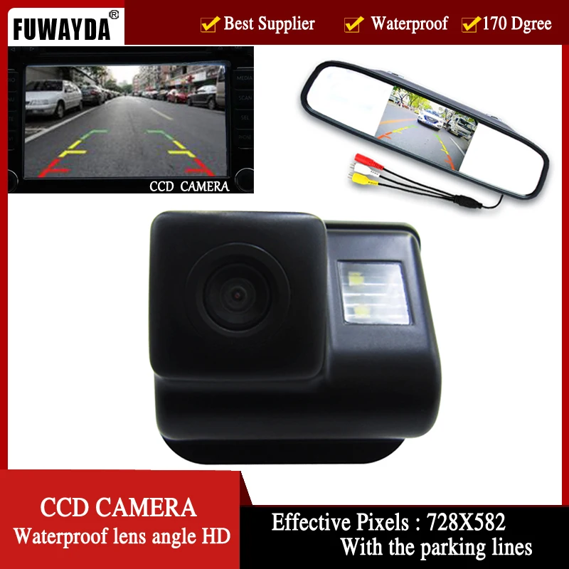 

FUWAYDA waterproof Color Car Rear View backup parking Camera for Mazda 6 Mazda 3 CX-7 CX-9, 4.3 Inch Rear view Mirror Monitor