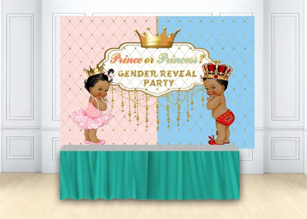 Royal Prince Or Princess Gender Reveal Party Background Ideas Crown Dessert Table Decorations Photo Invitations Backdrop Curtain