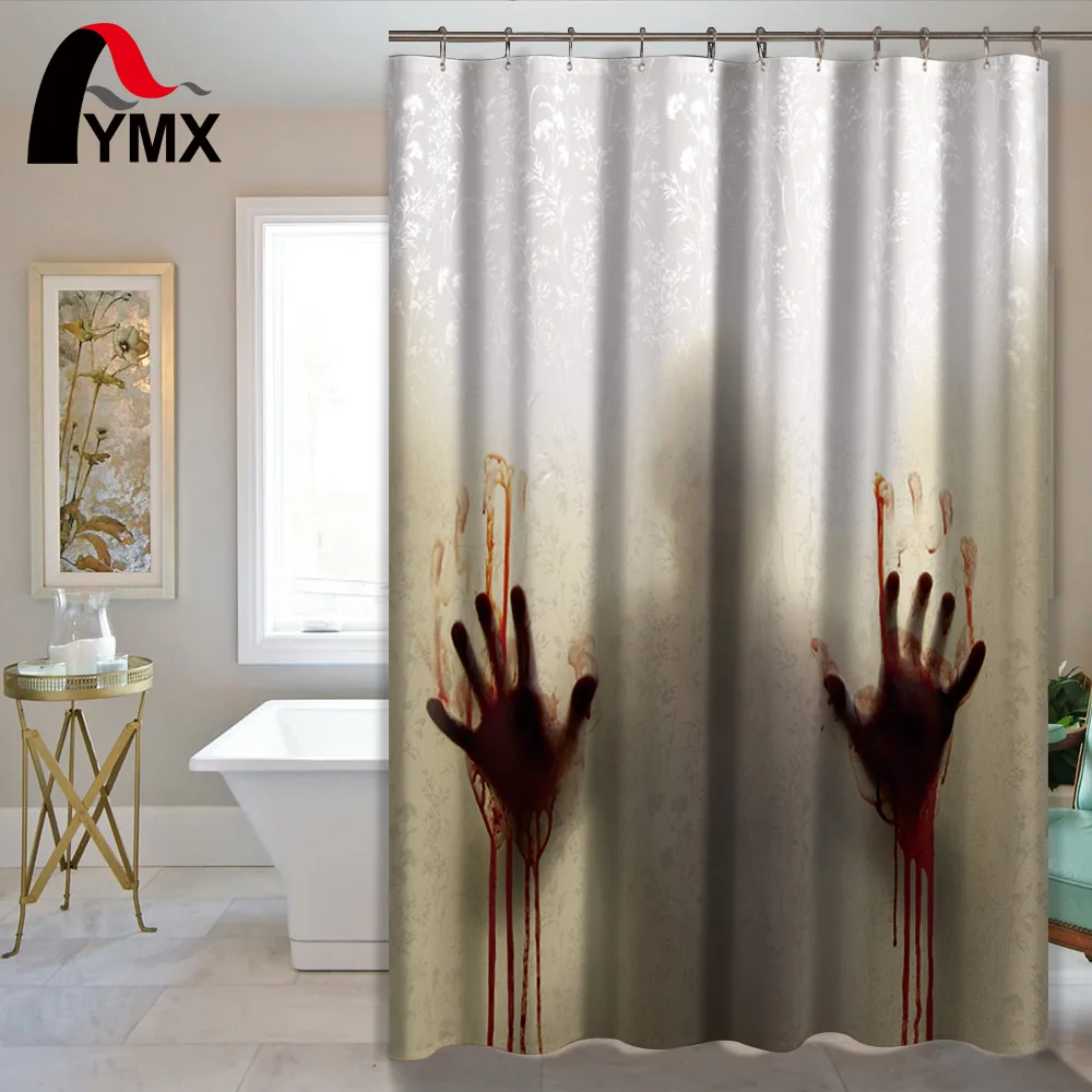 Водонепроницаемая занавеска для душа ужасов ванной из полиэстера с 12 крючками