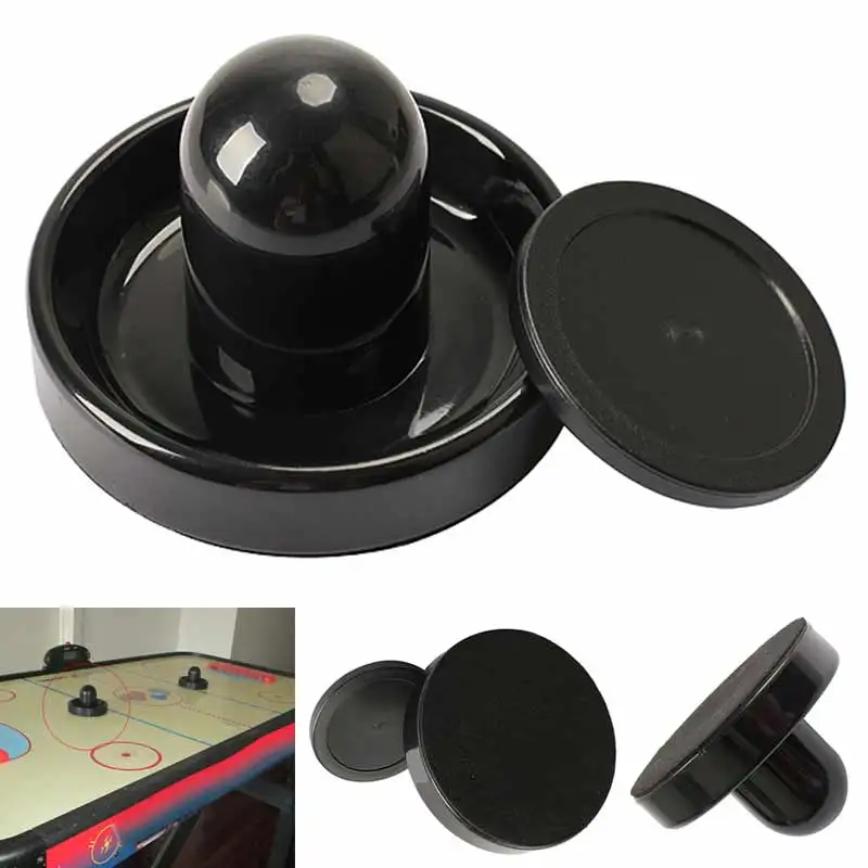 

96mm Air Hockey Table Felt Pusher Mallet Goalies with 1pc 63mm Puck Black YA88