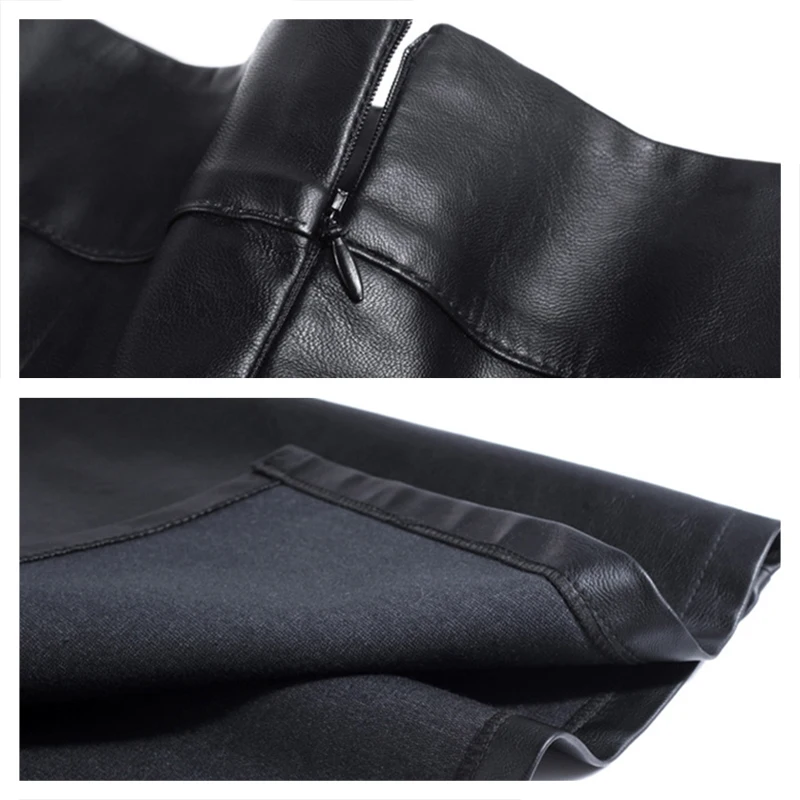 Женская Длинная кожаная юбка JOGTUME черная из искусственной кожи с высокой талией и