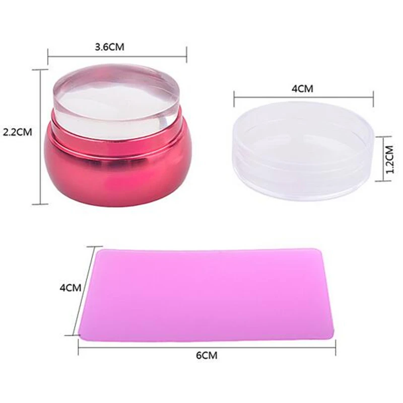 3 шт./компл. маникюрный штамп 5 см силиконовый для стемпинга с крышкой + скребок