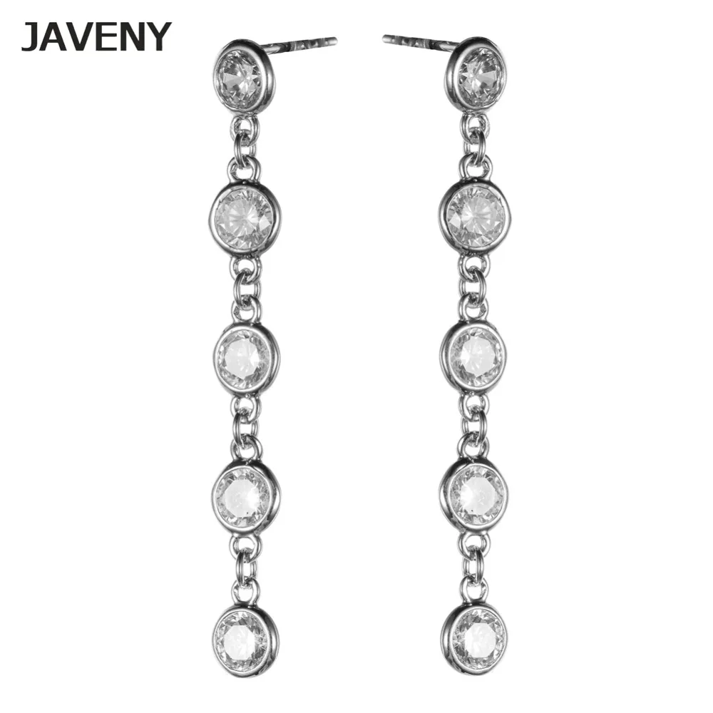 925 Sterling Silver Fine Jewelry Dangling CZ Cubic Zirconia Long Station Bridal Wedding Earrings for Womens Girls Birthday Gifts | Украшения