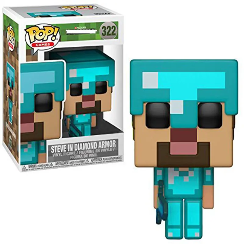 Серый FUNKO POP Minecraft и Крипер Стив в алмазной доспехах Виниловая фигурка Коллекция Модель игрушки для детей подарок на день рождения - Цвет: Серый