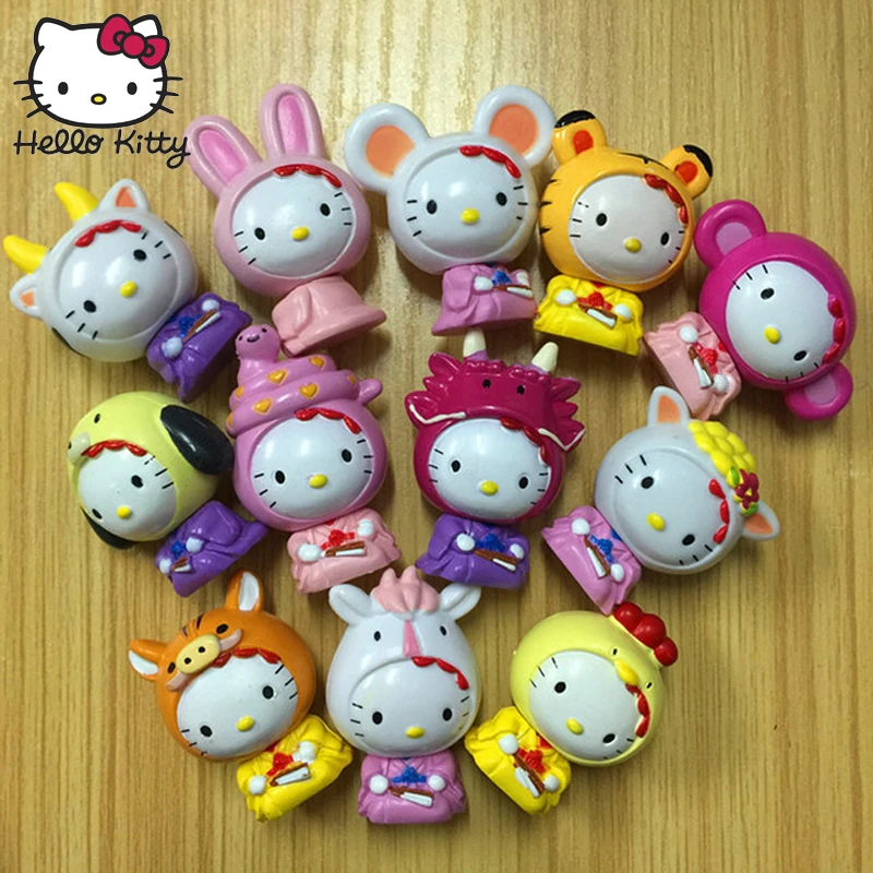 12 шт./компл. рисунок hello kitty игрушки KT кошка японские статуэтки Аниме подарок