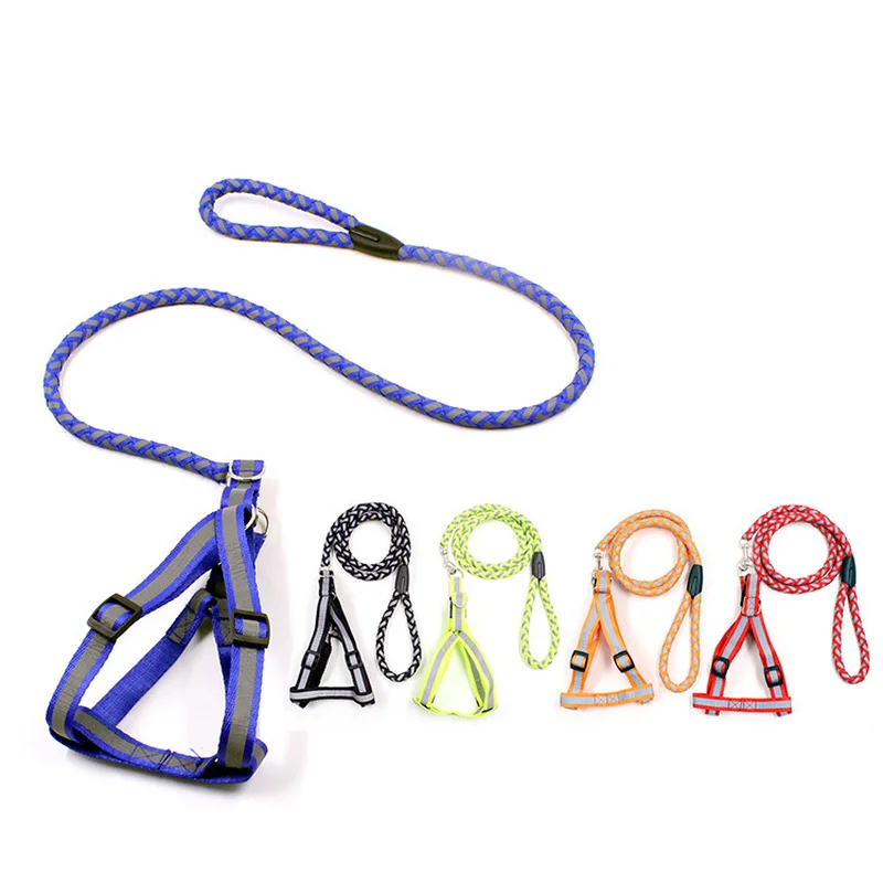 

Cute Reflective Puppy Collar Chest Strap with Traction Rope Chain Nylon Night Out for Leather Dog Collar Rope Pet Supplies