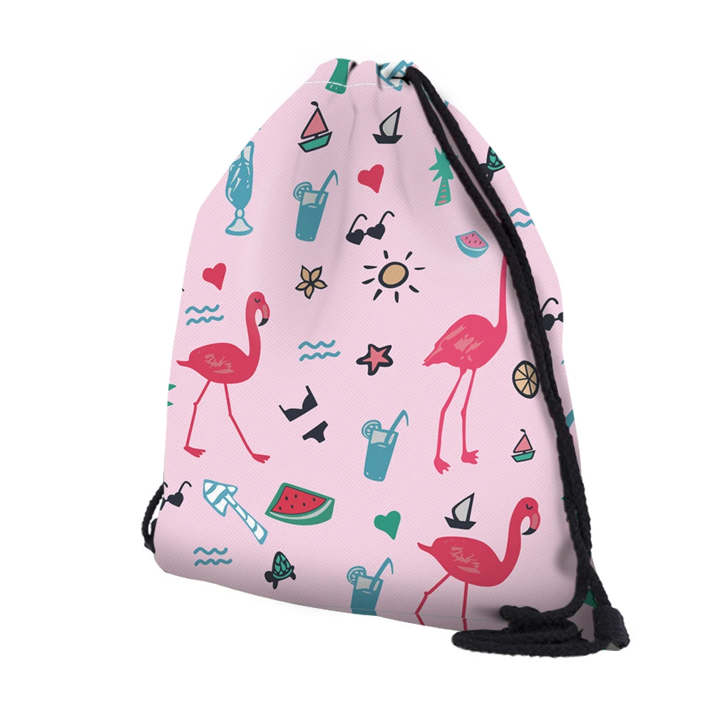 Сумка на шнурке Deanfun Flamingo с 3D принтом розовый милый подарок для девочек школьный