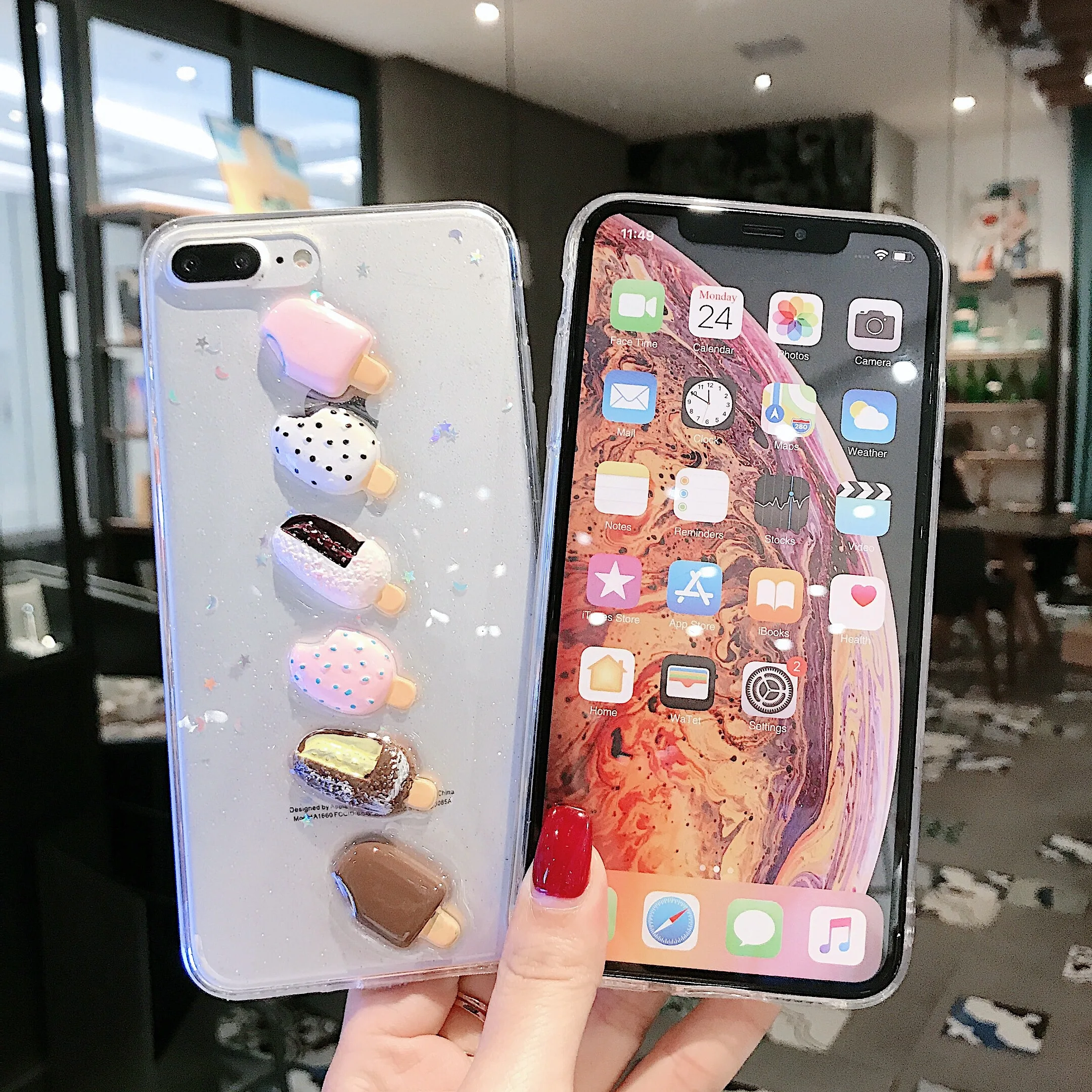 Милый Блестящий 3D Летний чехол для телефона с мороженым Apple iPhone XS Max XR X 6 6S 7 8 Plus