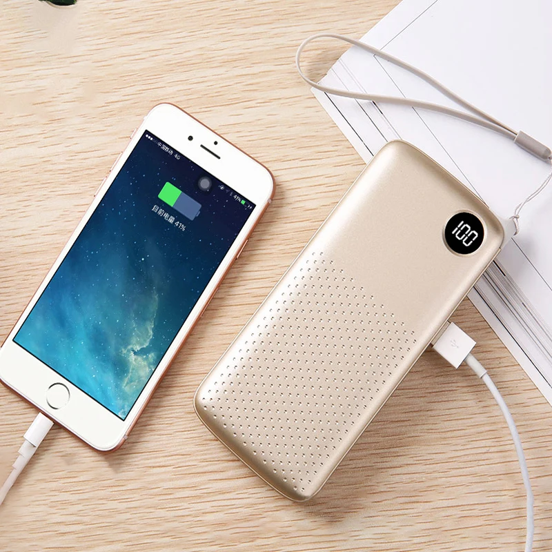 Банк питания 20000 mAh Мини Зарядка сокровище просо Цифровой Дисплей Мобильная