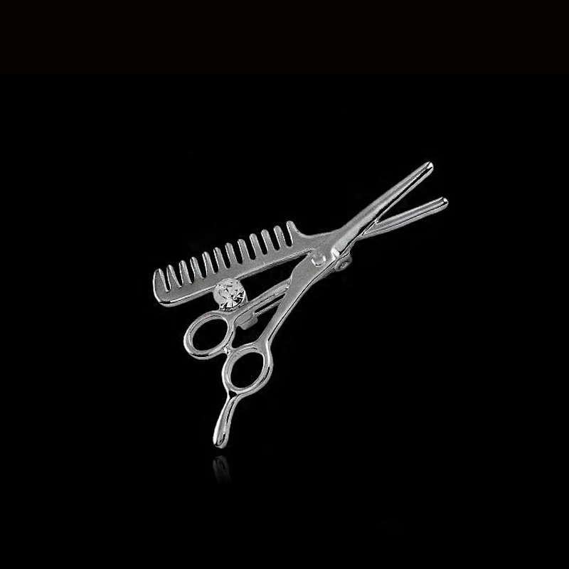 1 шт. золотистая/Серебристая брошь гребень унисекс|comb scissors|crystal broochbrooch pins |