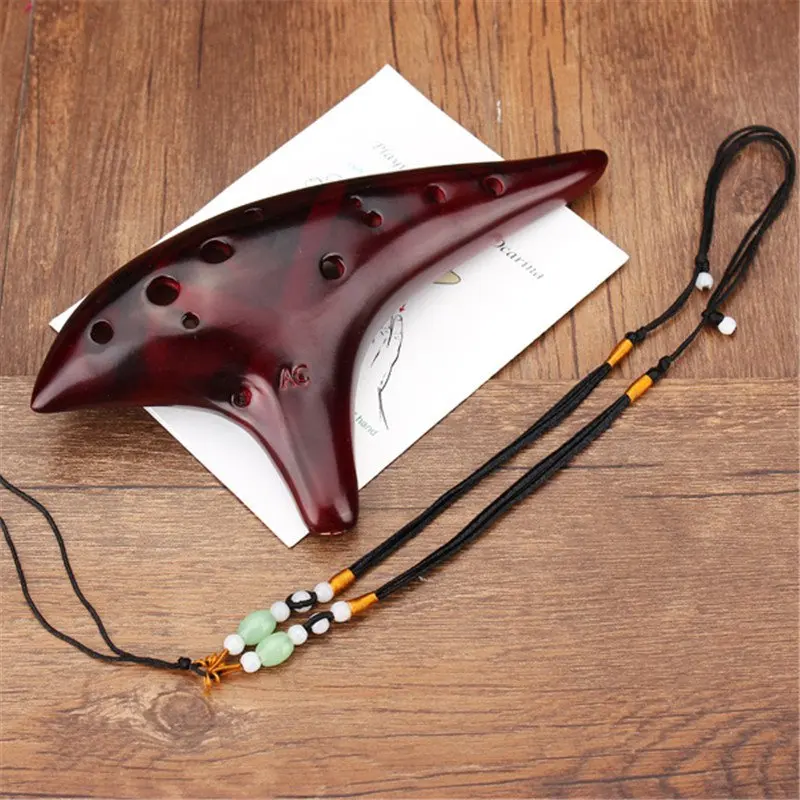 

1pcs 12 Hole Red Dolomite Alto C Tone Smoldering Professional Ocarina Flute Musical Instrument For Music Lover and Beginner