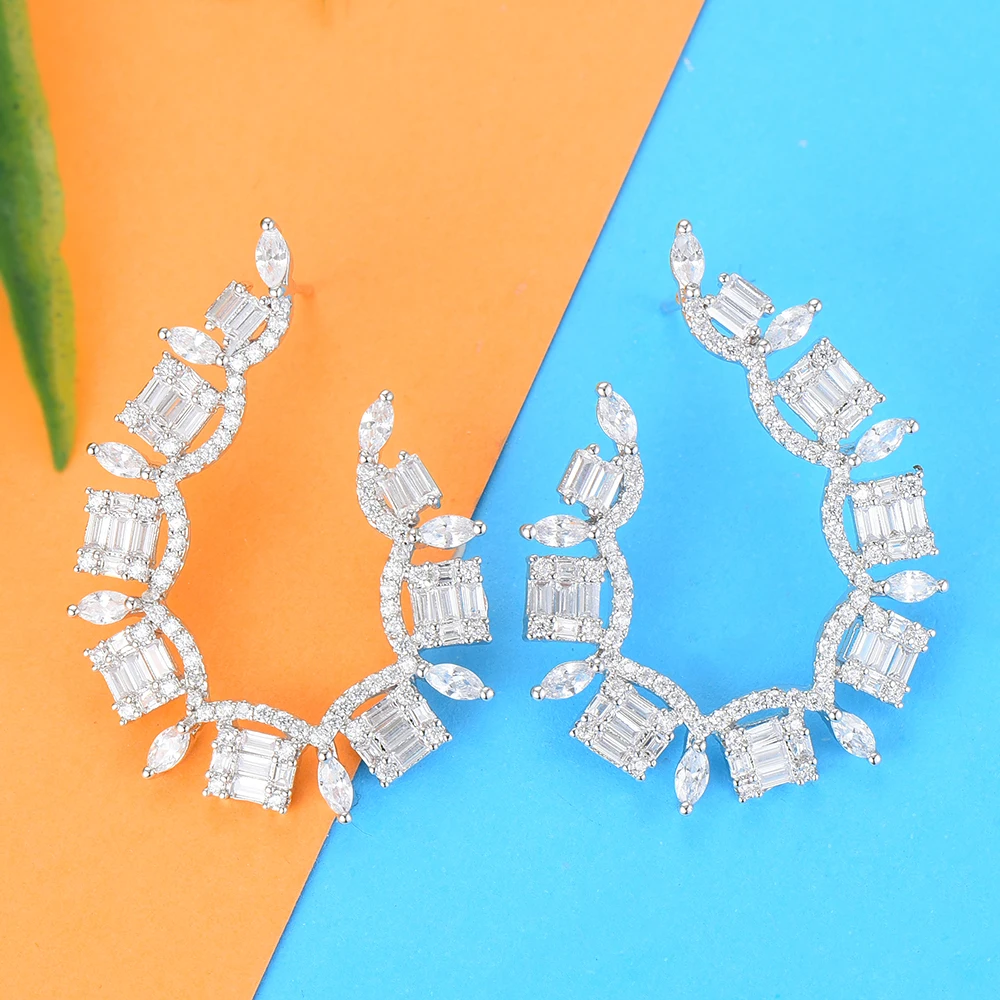 SisCathy 2019 Elegant Women Earrings Iregular Geometry Full Pave Cubic Zirconia Stud Statement Ear Party Accessories | Украшения и