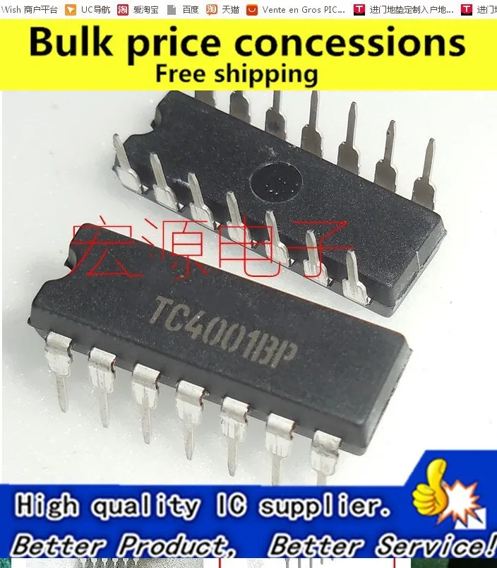 

Бесплатная доставка 50 шт./лот TC4001BP TC4001 DIP-14 Новый IC