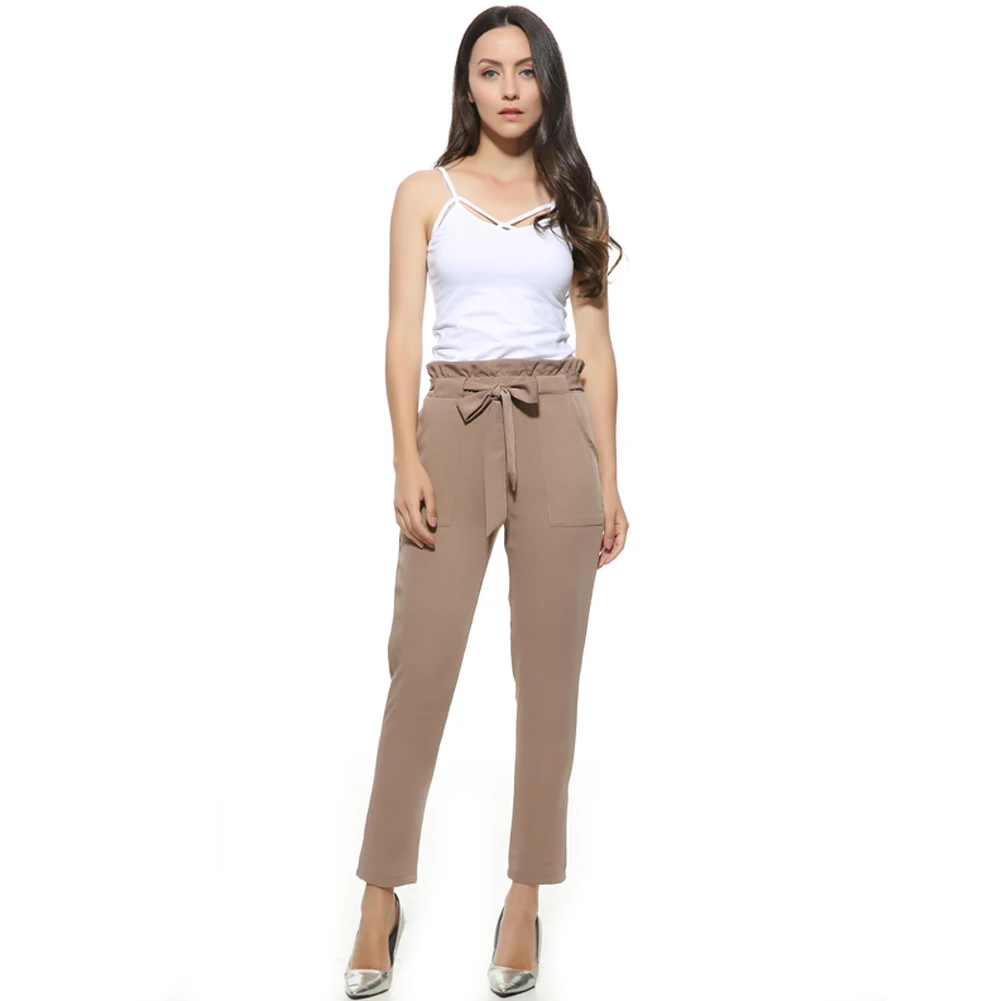 YJSFG дом женские Модные Штаны с высокой посадкой Повседневное Drawstring эластичные