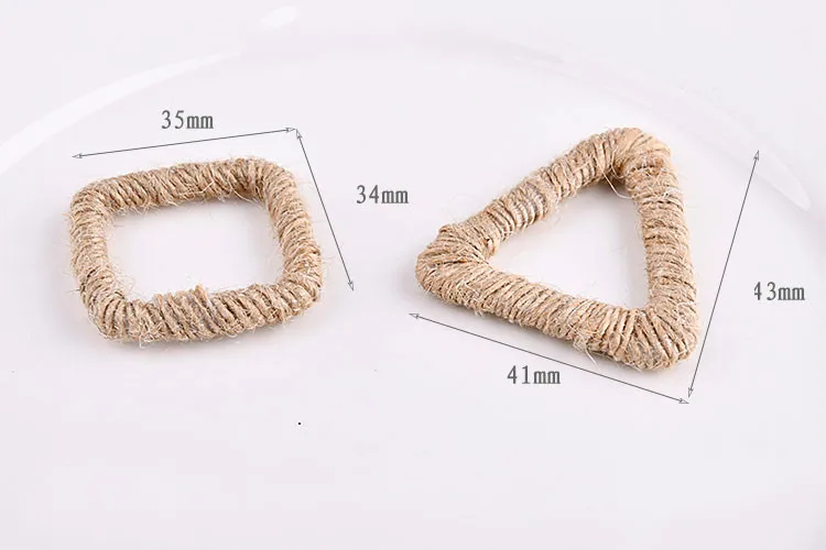 DIY accessories Korea retro hemp rope round peach heart triangle square earring Earrings material | Украшения и аксессуары