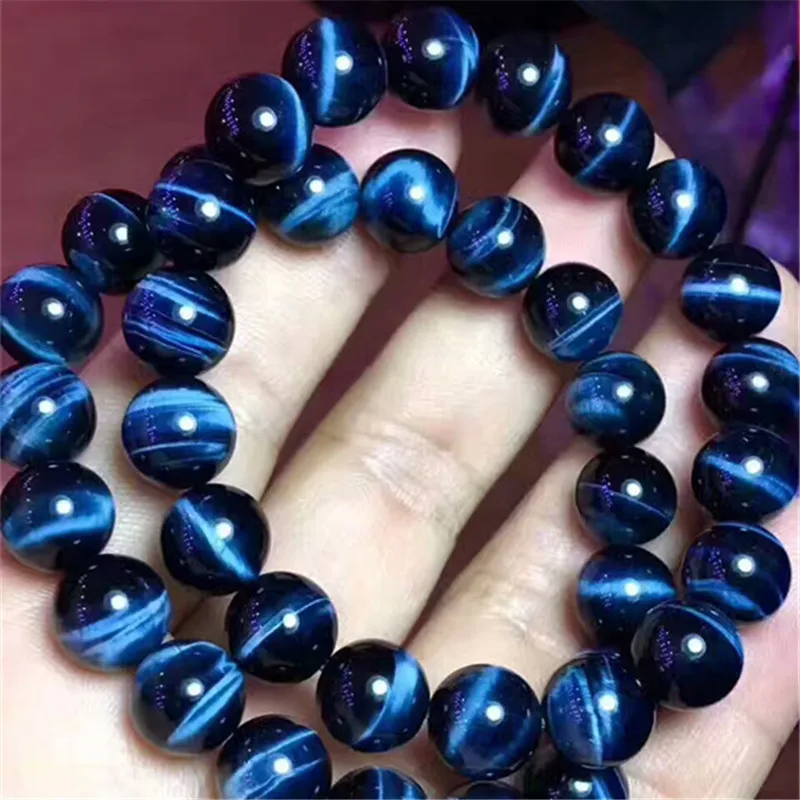 

10mm Natural Blue Tiger's Eye Bracelet Jewelry For Woman Lady Man Hawk Eye Effect Round Beads Crystal Gemstone Stretch Strands