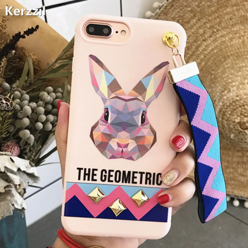 Чехол Kerzzil с милым мультяшным кроликом и бахромой для iPhone 8 7 Plus чехлы изображением