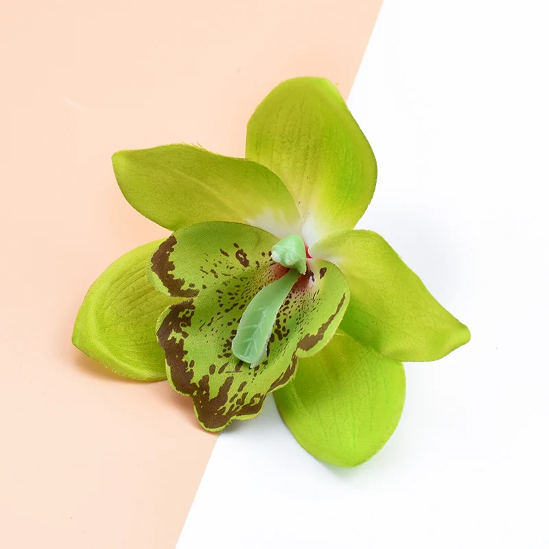 green 3 шт. шелковые виды Орхидея, искусственные цветы для украшения дома, искусственные растения для скрапбукинга, декоративные цветы, венки - Цвет: green