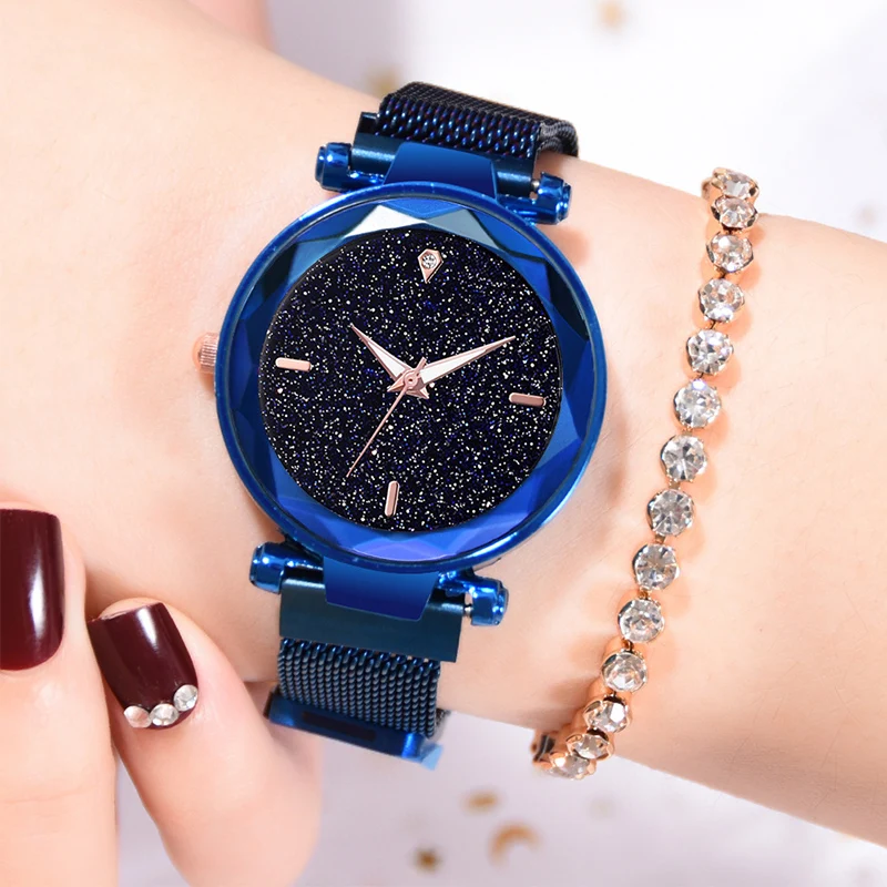 Luxury Rose Gold Women Watch Magnet Starry sky Wrist For Ladies Female Wristwatch | Наручные часы