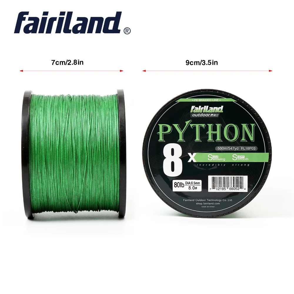 Fairiland 500 м/546yds 100% PE леска 8 прядей плетеная 21 80LB мультифиламентная рыболовная