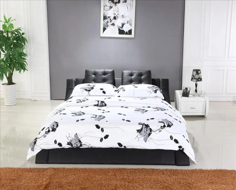 MYBESTFURN двуспальная кровать Топ зерна кожаный подголовник мягкая современный