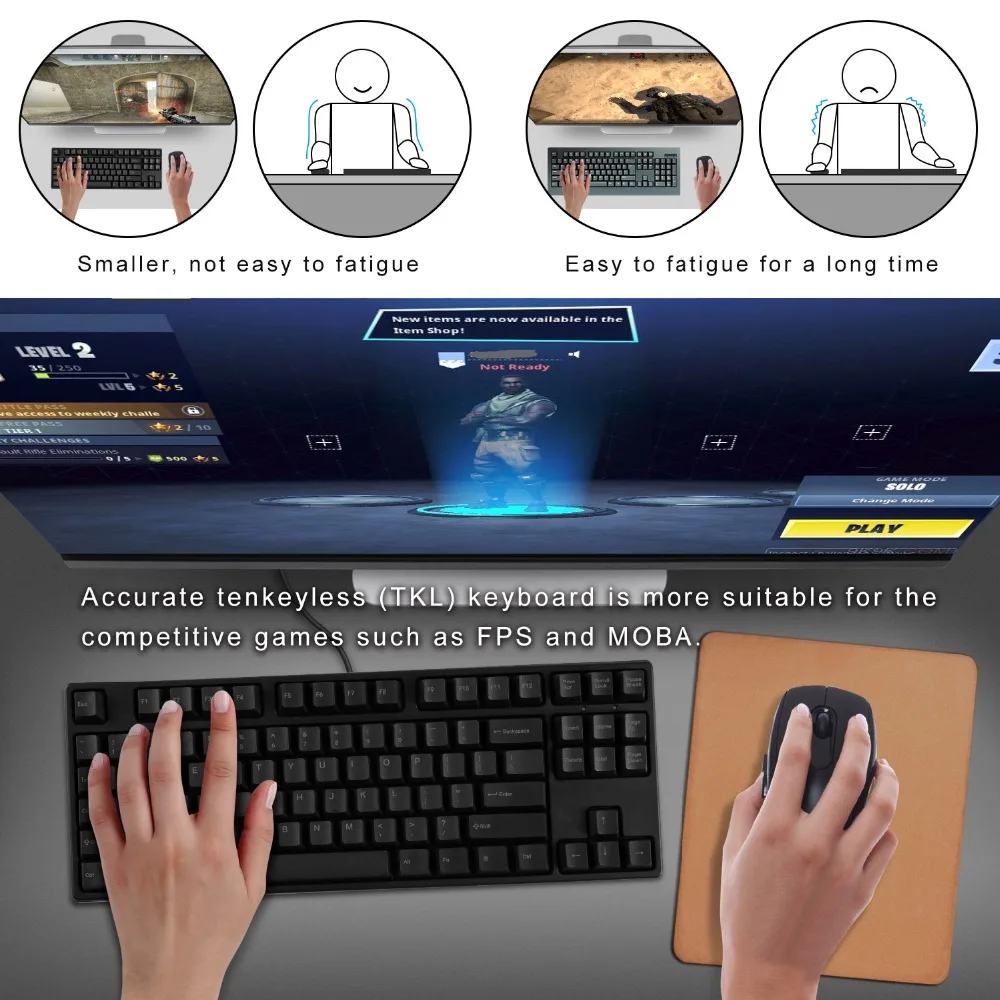 GANSS Heavy Duty 87 клавиш механическая клавиатура Cherry MX коричневый переключатель для