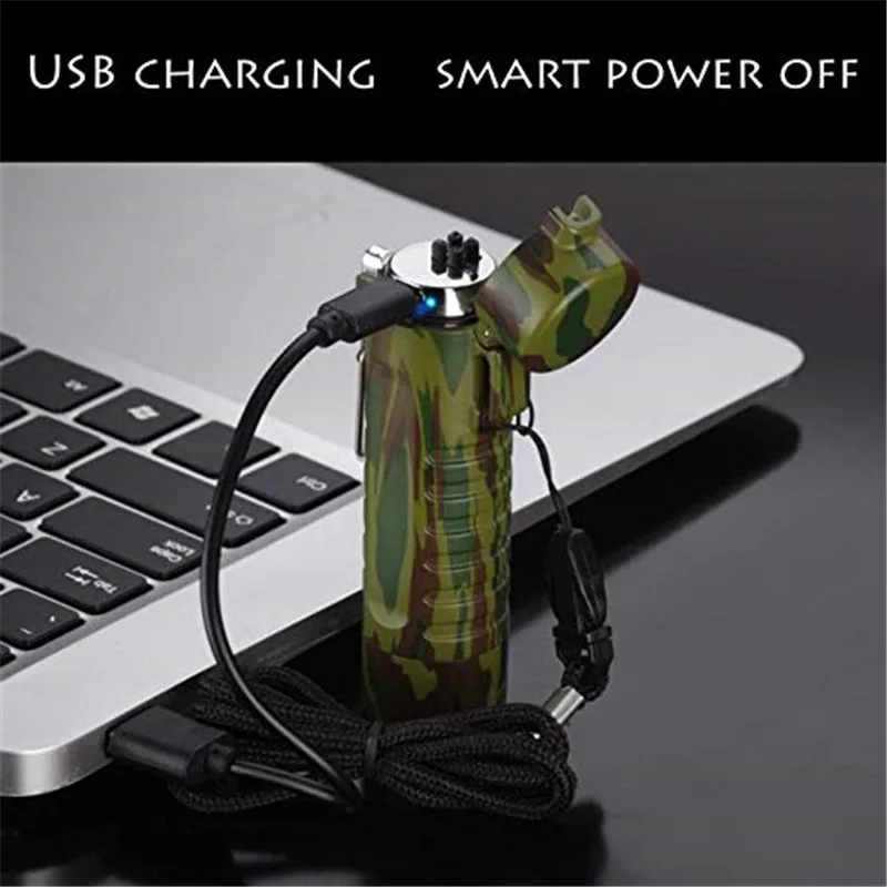 USB перезаряжаемая двухдуговая зажигалка светодиодный водонепроницаемый фонарик