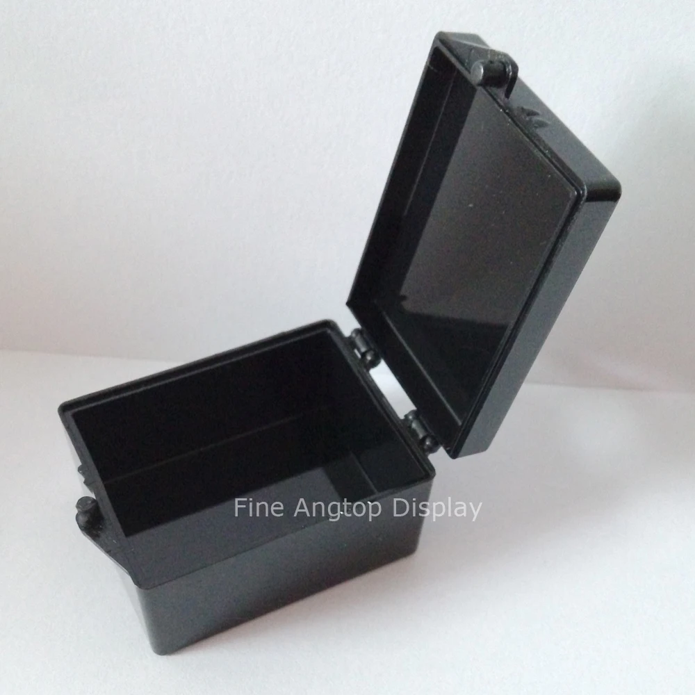 Маленький черный пластиковый откидной ящик для хранения украшений коробка из