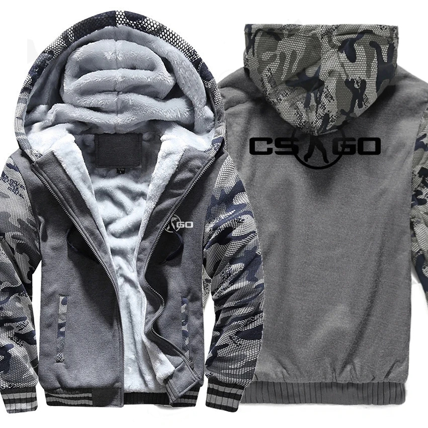 Мужской спортивный костюм CS GO толстая флисовая толстовка на молнии в стиле