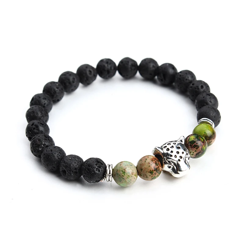Браслет с головой леопарда тибетского Будды женский браслет натуральным черным