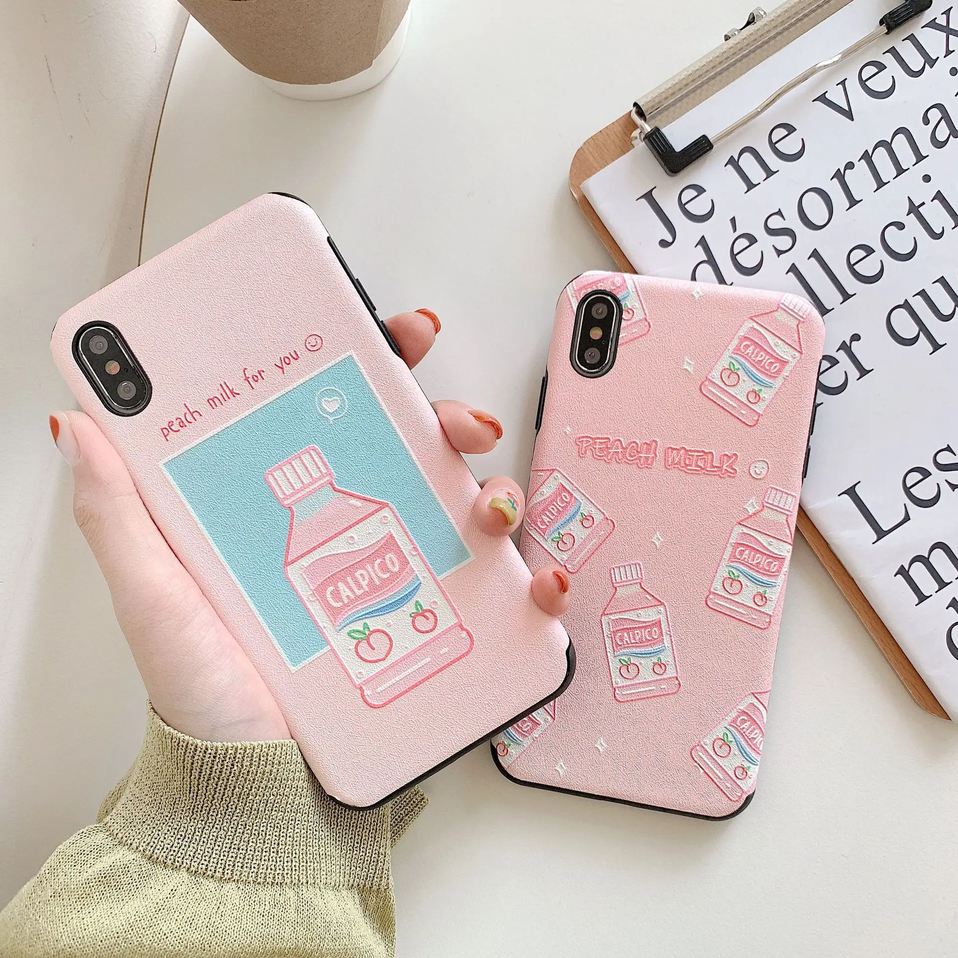 Чехол для телефона с рисунком розового персикового напитка для Apple iPhone XS MAX XR, милая Матовая Мягкая задняя крышка из ТПУ для iPhone 8, 7, 6 S, 6 Plus, чехол
