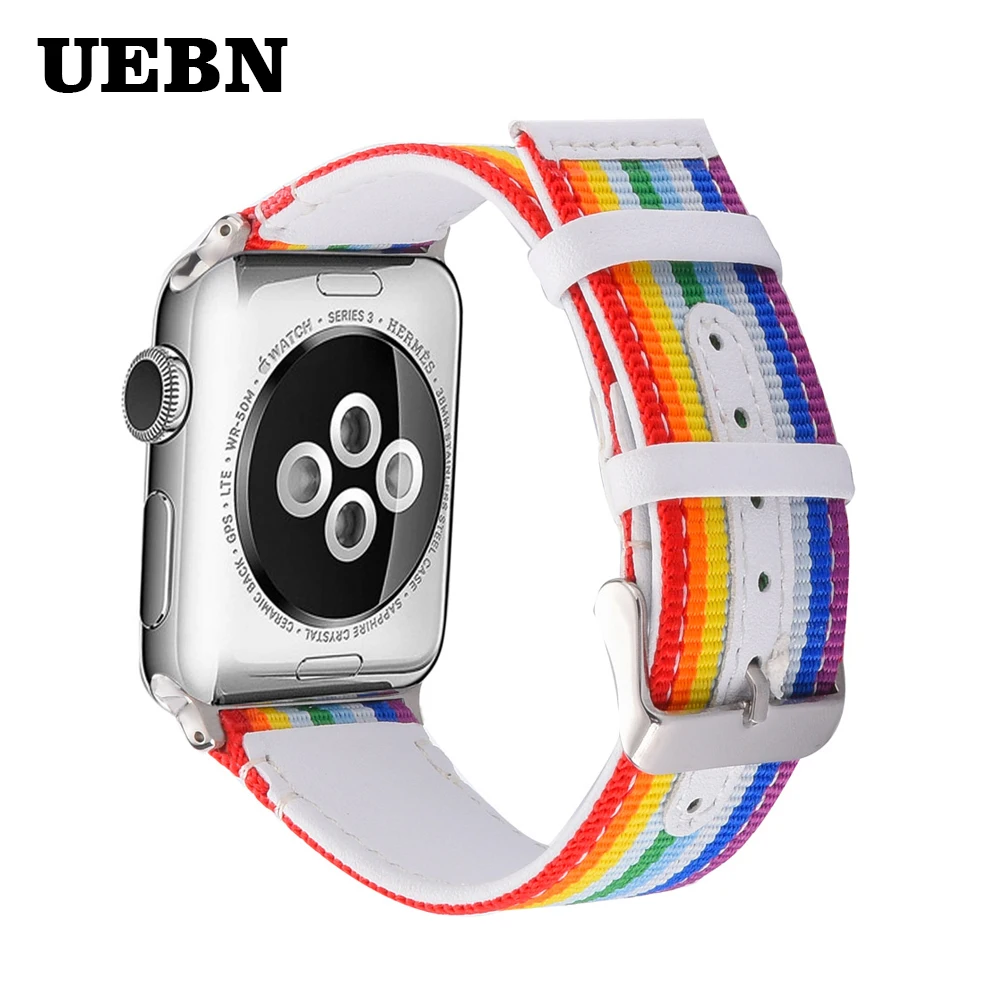 UEBN ремешок для наручных часов apple watch series 4 версия 1 2 3 ремень кожаный чехол задняя