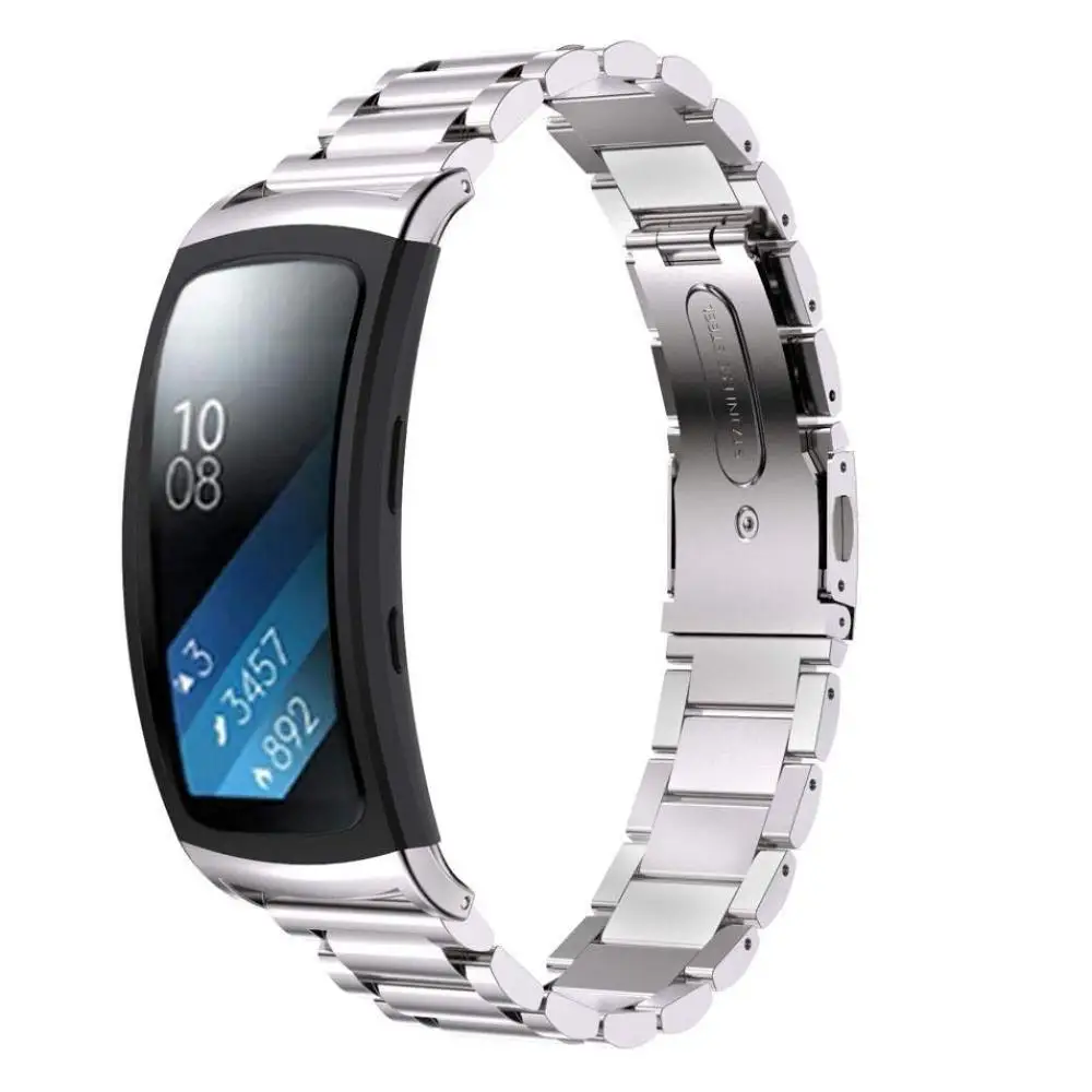 Серебристый Ремешок для часов Ktab, совместимый с samsung gear Fit2/gear Fit2 Pro, браслет из нержавеющей стали, ремешок для samsung SM-R360& SM-R365 - Цвет: Серебристый