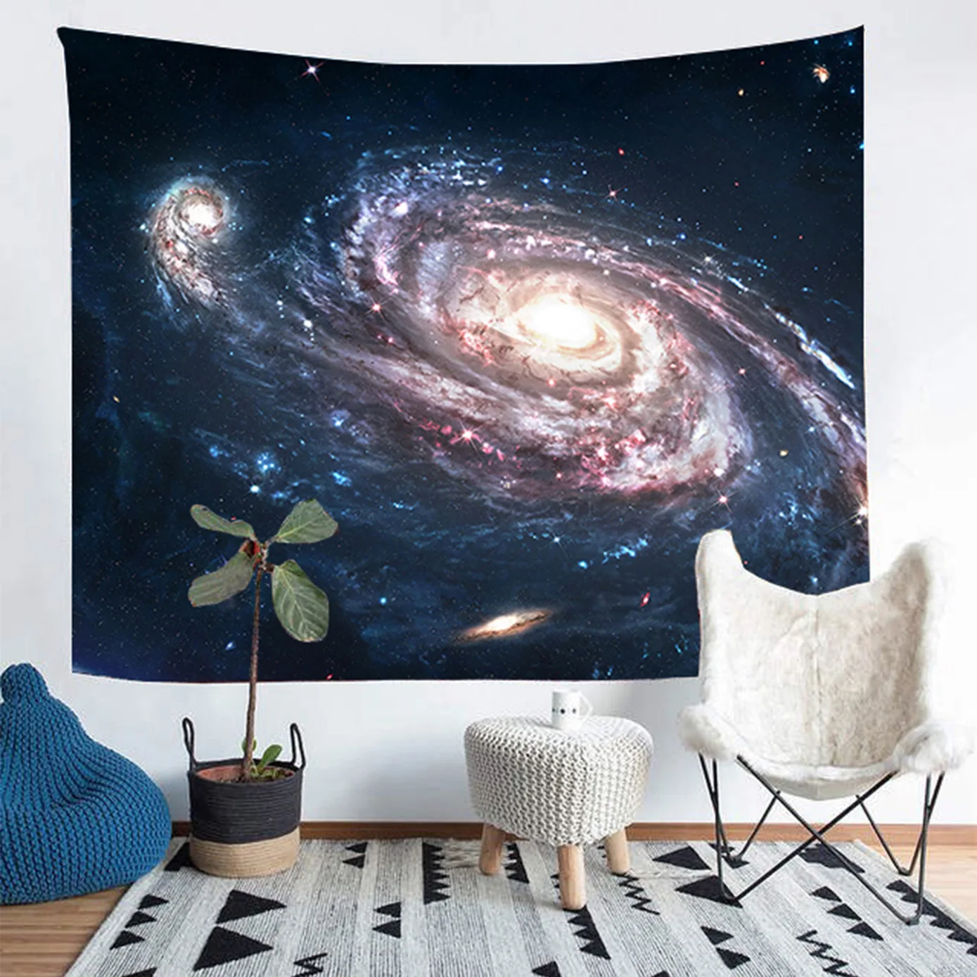 Galaxy Psychedelic Star Tapestry Wall Hanging Lightweight Polyester Fabric Forest wall hanging Decoration Home