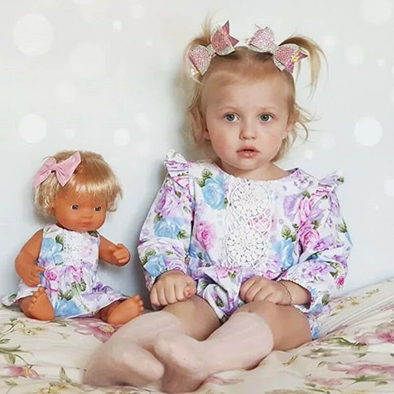 

2019 Cute Autumn Toddler Baby Girl Romper Long Sleeve Floral Jumpsuit Headband Outfits Clothes 0-24M